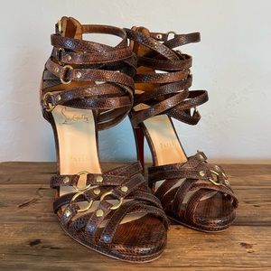 Christian Louboutin Brown Leather Strappy Sandals sz 37